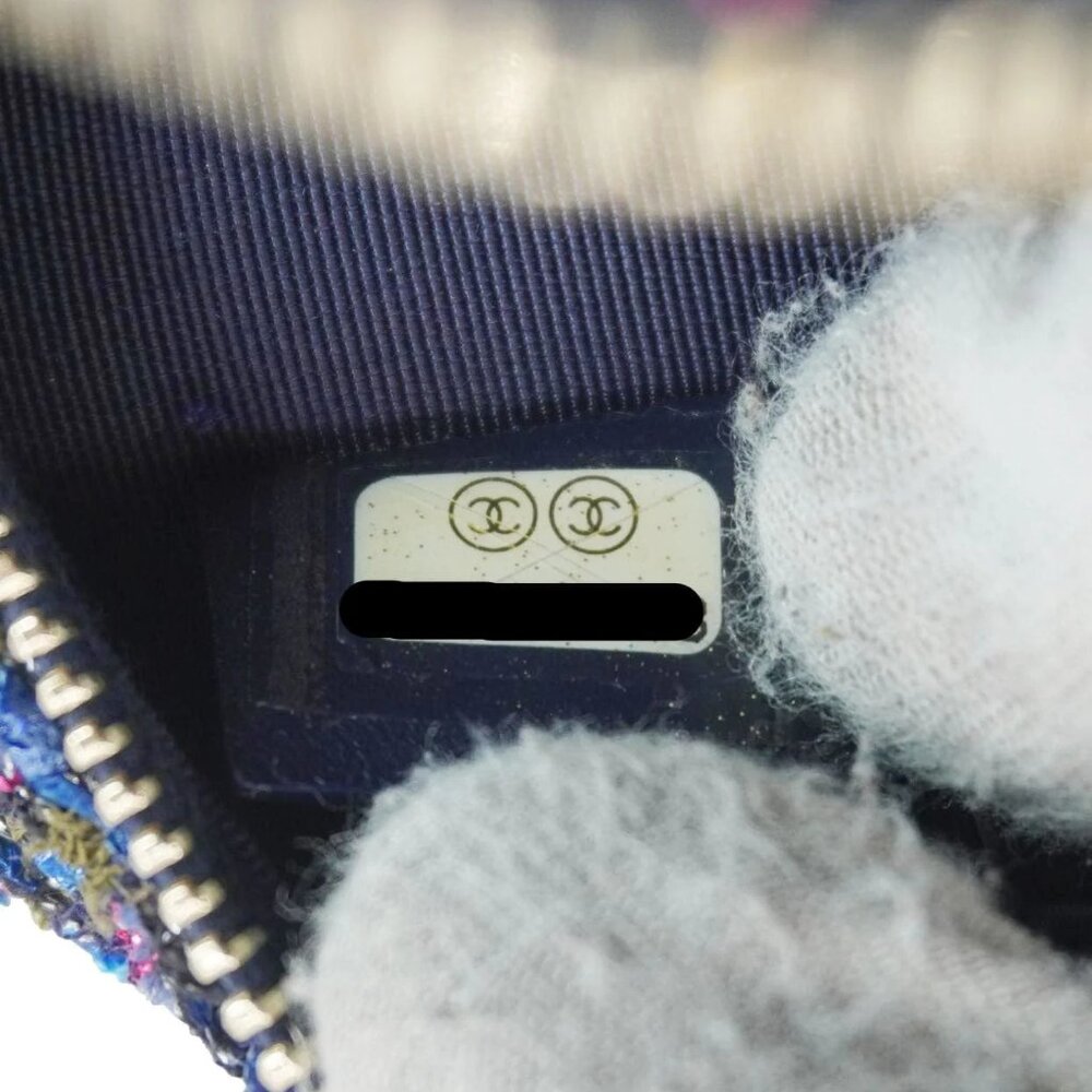 Chanel  Round Tweed Chain Clutch Crossbody Bag Blue - Picture 13 of 13